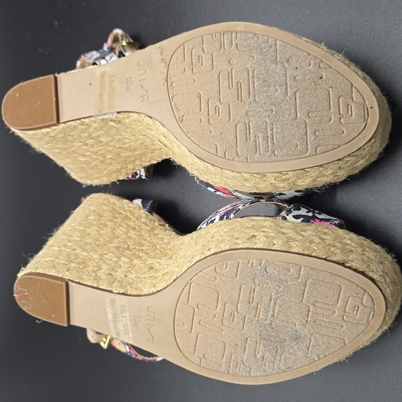 Unisa | Woman's | Floral Print | Wedge Heel | Sandals | Navy & Pink | Size 10M | - Picture 8 of 8